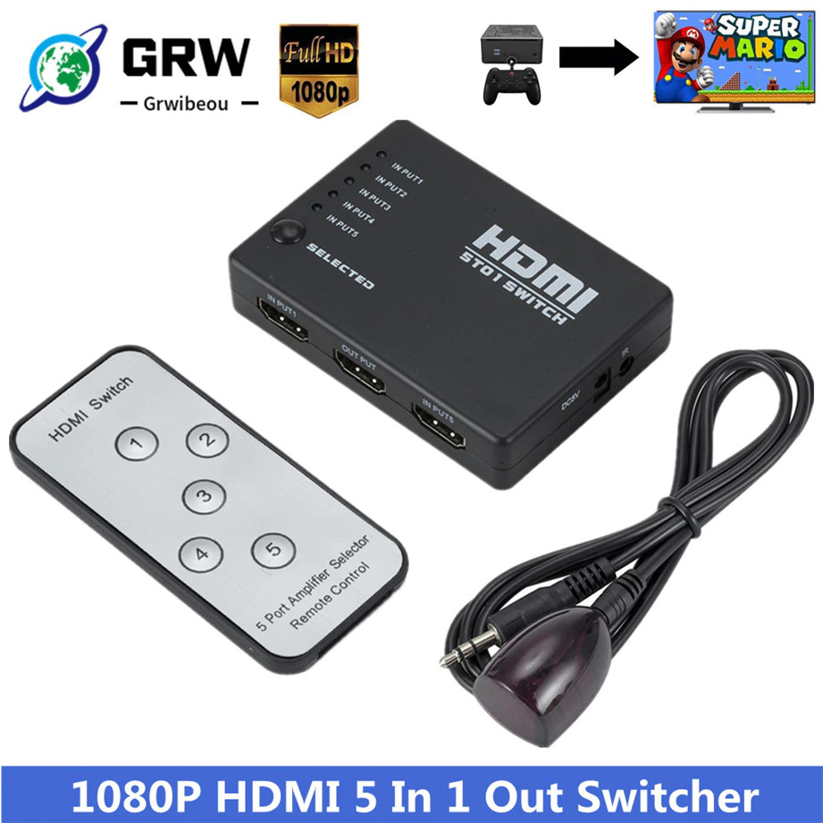 HDMI Splitter Powerless Switch 5:1 with Wireless Remote Control